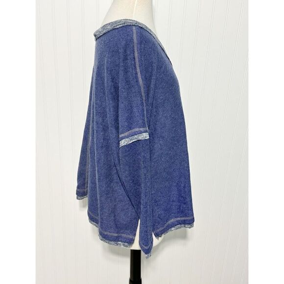 White Birch Women's‎ Brushed Oversize V Neck Long Sleeve T-Shirt Blue Size Small - Picture 6 of 11